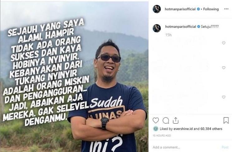 Unggahan Hotman Paris (Instagram @hotmanparisofficial)