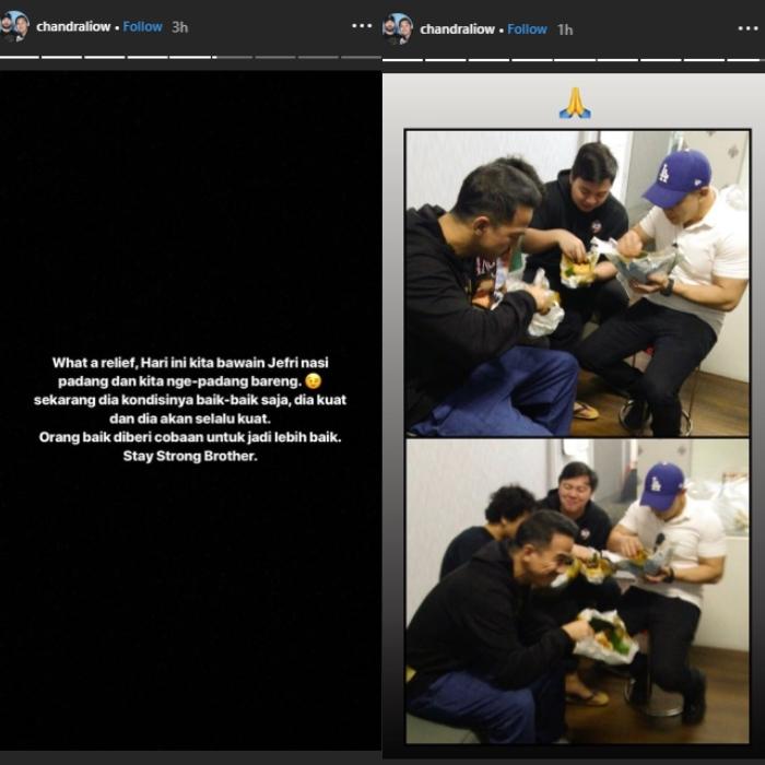 Jefri Nichol dijenguk oleh Joe Taslim dan Chandra Liow. (Instagram/@chandraliow)