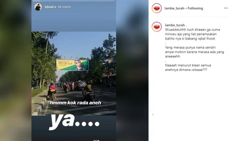 Instagram Stories Iqbal Ramadhan (Instagram/@lambe_turah)