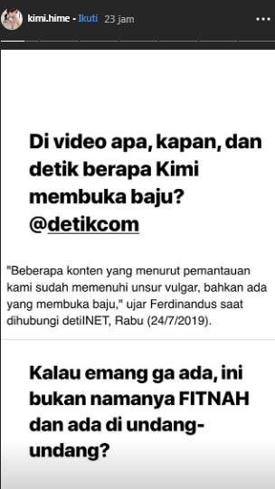 Curhat Kimi Hime di Instagram.