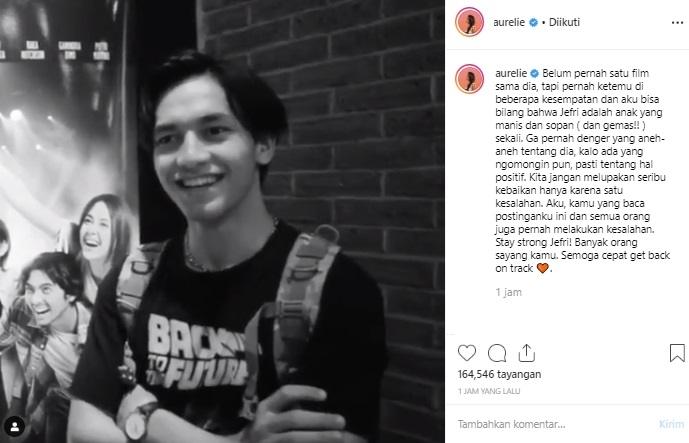Aurelie Moeremans semangati Jefri Nichol. (Instagram/@aurelie)