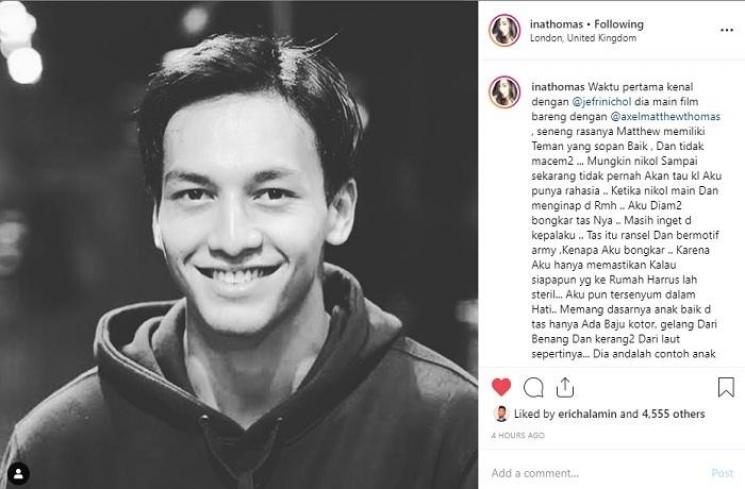 Jefri Nichol (Instagram @inathomas)
