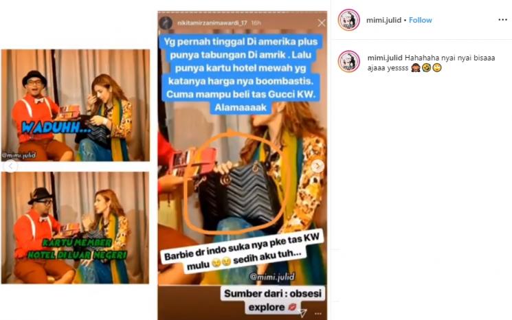 Barbie Kumalasari dan Nikita Mirzani (Instagram/@mimi.julid)