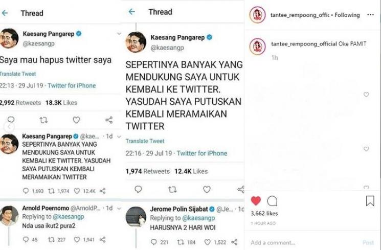 Cuitan Kaesang Pangarep (Instagram @tantee_rempoong_official)