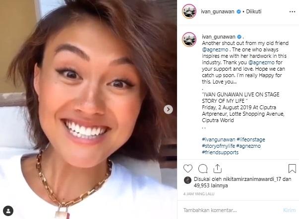 Agnez Mo beri dukungan untuk Drama Musikal Ivan Gunawan. (Instagram/@ivan_gunawan)