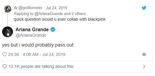 Kolaborasi BLACKPINK dan Ariana Grande (Twitter/@ArianaGrande)