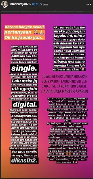 Curhatan Intan Hardja. (Instagram/@intanhardja168)