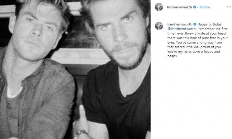 Liam Hemsworth dan Chris Hemsworth (Instagram/@liamhemsworth)