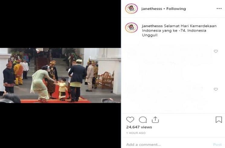 Jan Ethes mengajak Annisa Pohan salaman (Instagram @janethesss)