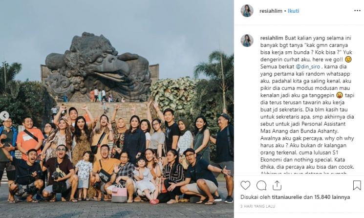 Asisten pribadi Ashanty resign (Instagram/@resiahlim)