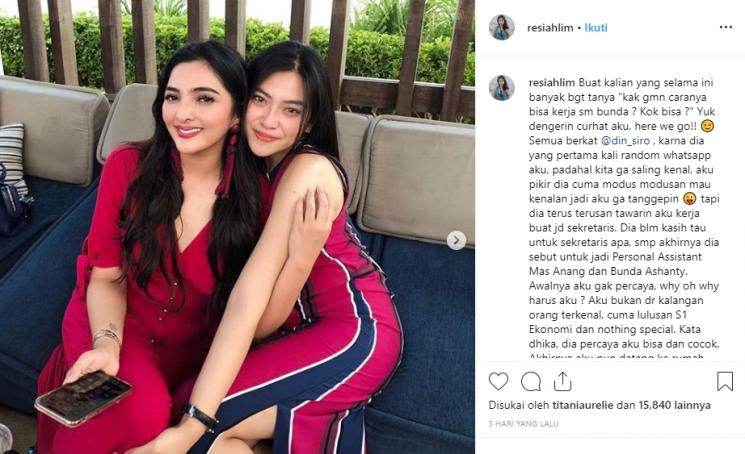 Asisten pribadi Ashanty resign (Instagram/@resiahlim)