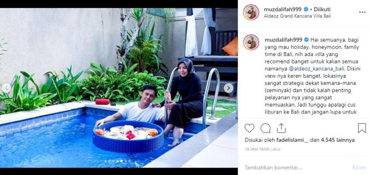 Muzdalifah dan Fadel Islami di Bali (Instagram/@muzdalifah999)