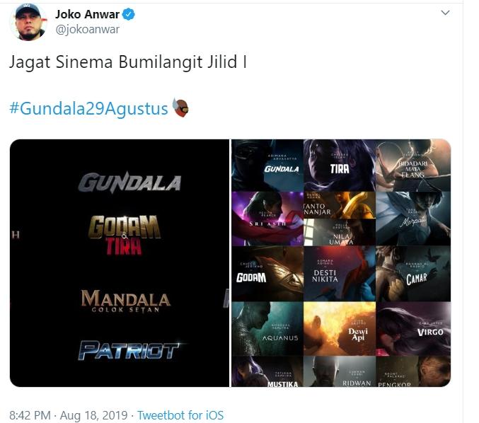 Joko Anwar rilis pemain Jagat Sinema Bumi Langit. (Twitter/@jokoanwar)