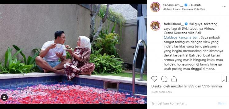 Muzdalifah dan Fadel Islami di Bali (Instagram/@fadelislami_)
