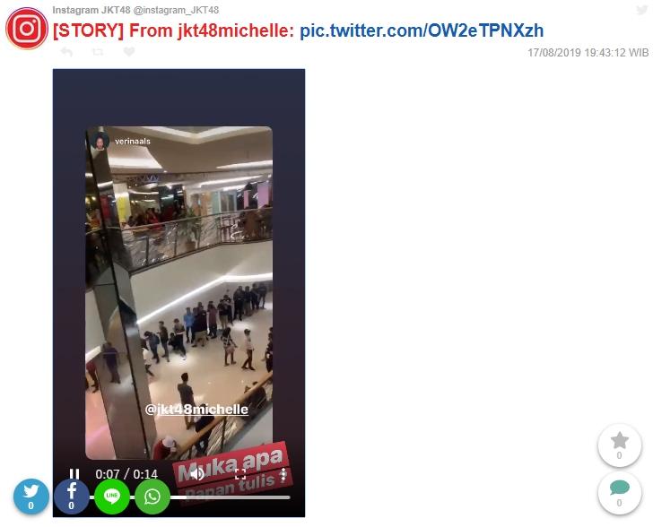 Teman Michelle JKT48 teriaki fans, pengangguran. (Twitter/@Instagram_JKT48)