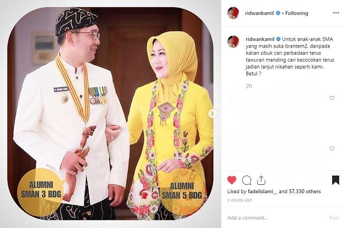 Ridwan Kamil dan Atalia Praratya (Instagram @ridwankamil)