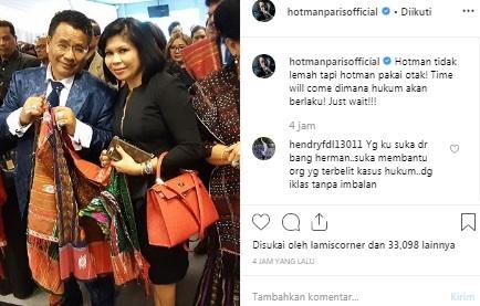 Unggahan Hotman Paris di Instagram.