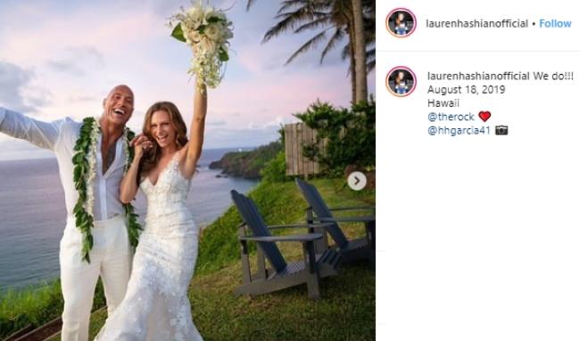 Dwayne Johnson dan Lauren Hashian. (Instagram/@laurenhashianofficial)