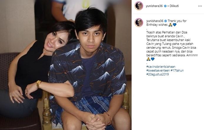 Momen Ulang Tahun ke-17 Cavin, Putra Yuni Shara. (Instagram/@yunishara36)