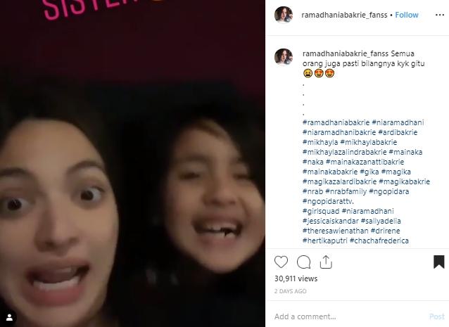 Nia Ramadhani dan Mikhayla. (Instagram/ramadhaniabakrie_fanss)
