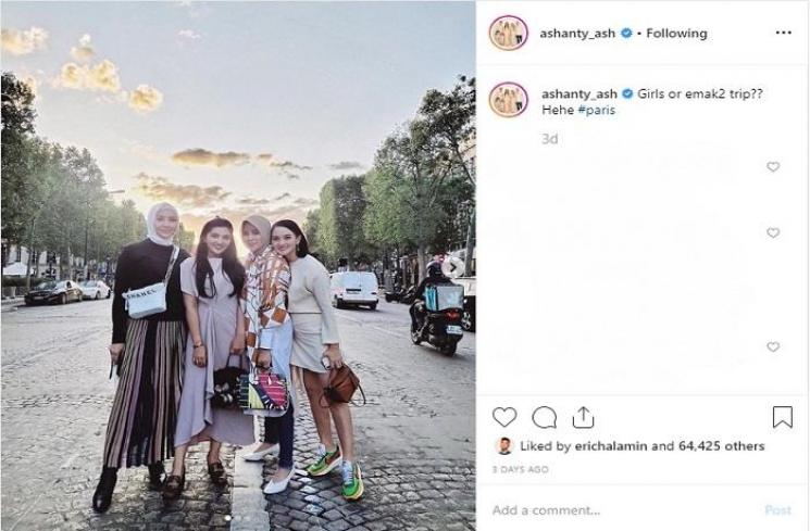 Ashanty liburan ke Paris dengan geng sosialitanya (Instagram @ashanty_ash)