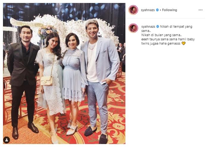 Bumil Syahnaz Sadiqah dan Irish Bella. (Instagram/@syahnazs)