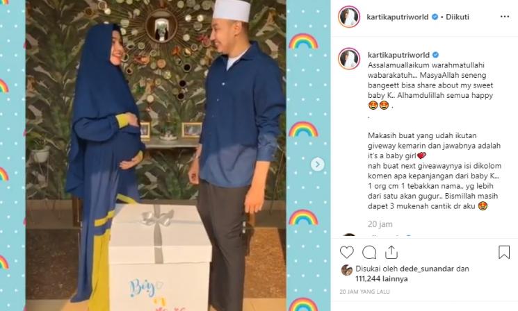 Kartika Pautri bakal dikaruniai bayi perempuan (Instagram/@kartikaputriworld)