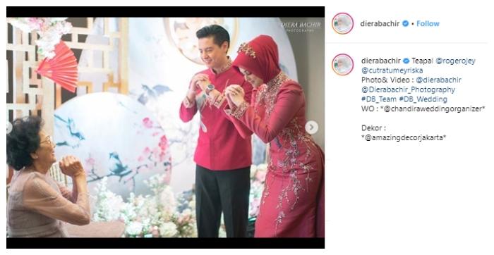 Roger Danuarta dan Cut Meyriska gelar upacara Tea Pai. (Instagram/@dierabachir)