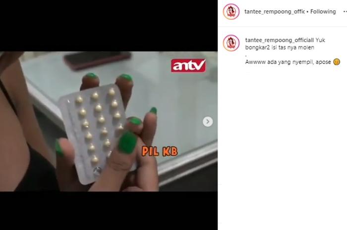 Millen menyimpan pil KB di tasnya. (Instagram/@tantee_rempoong_officiall)