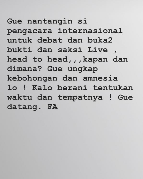 Farhat Abbas menantang diduga Hotman Paris. [Instagram]