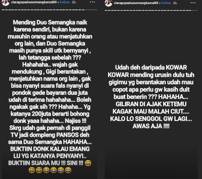 Clara Gopa Duo Semangka tersindir. (Instagram/@claragopaduosemangka)