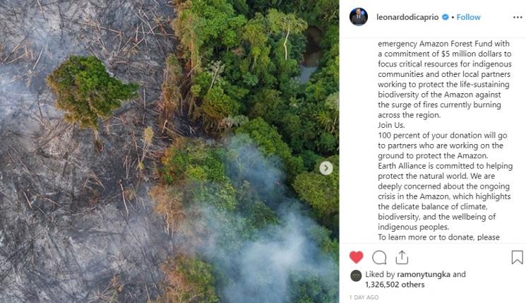 Postingan Leonardo DiCaprio. (Instagram/@leonardodicaprio)