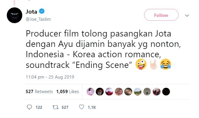 Joe Taslim ngefans IU. (Twitter/@Joe_Taslim)