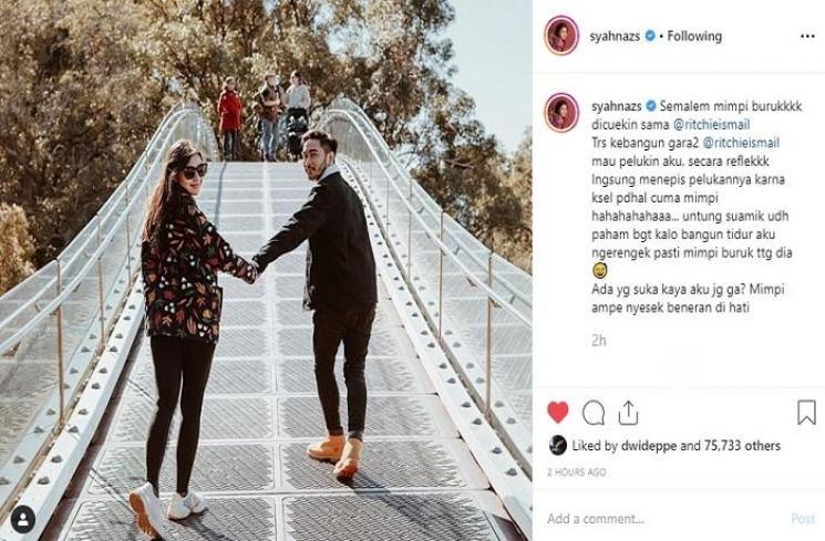Syahnaz dan Jeje Govinda (Instagram @syahnazs)