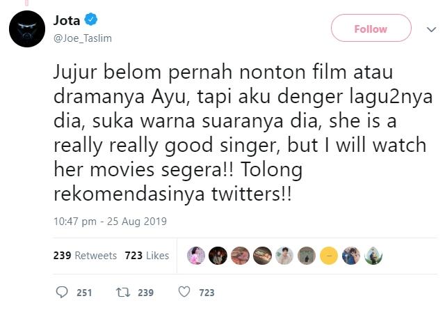 Joe Taslim ngefans IU. (Twitter/@Joe_Taslim)