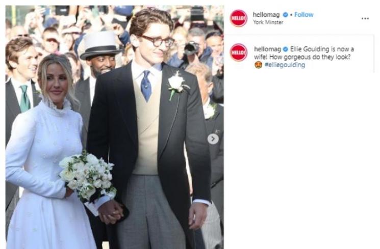 Pernikahan Ellie Goulding dan Caspar Jopling. (Instagram/@hellomag)