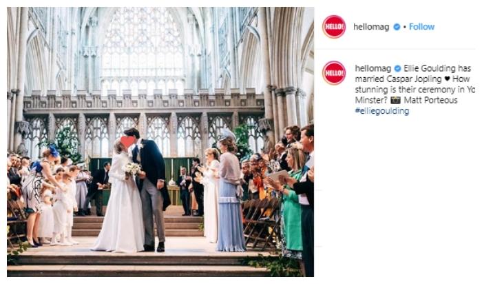 Pernikahan Ellie Goulding dan Caspar Jopling. (Instagram/@hellomag)