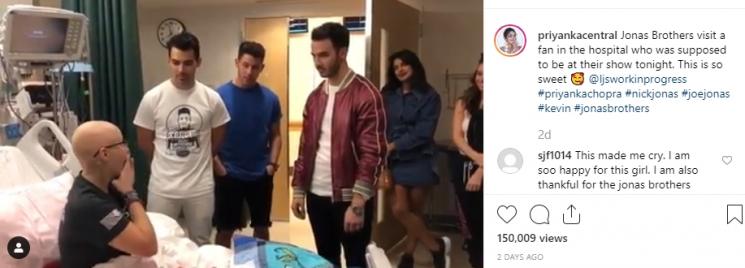 Jonas Brothers dan Priyanka Chopra jenguk fan yang sakit (Instagram/@priyankacentral)