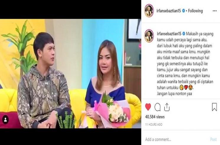 Irfan Sbaztian dan Irma Darmawangsa (Instagram @irfansebaztian15)