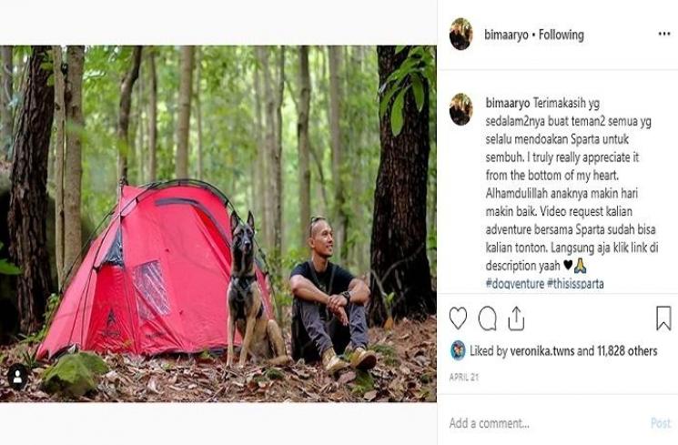 Bima Aryo dan anjing kesayangannya (Instagram @bimaaryo)