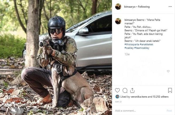 Bima Aryo dan anjing kesayangannya (Instagram @bimaaryo)