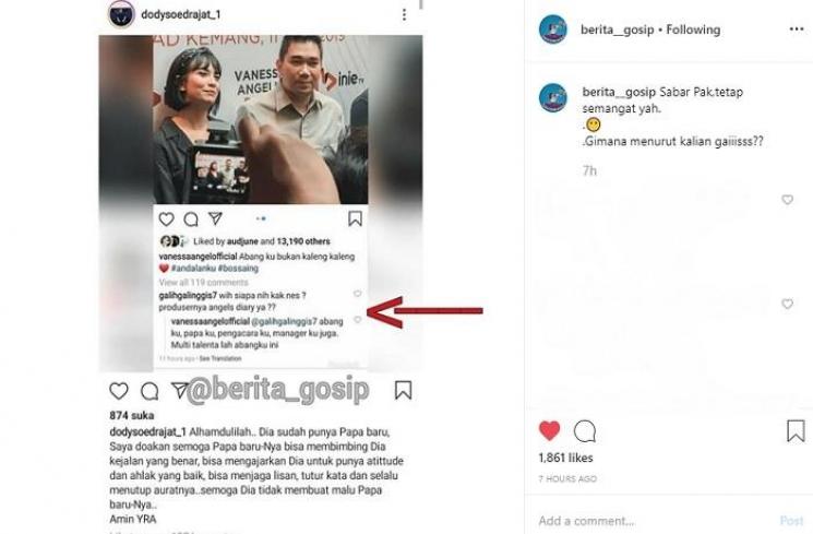 Vanessa Angel dan Milano Lubis (Instagram @berita__gosip)