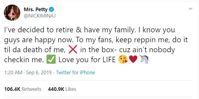 Nicki Minaj. (Twitter/NickiMinaj)