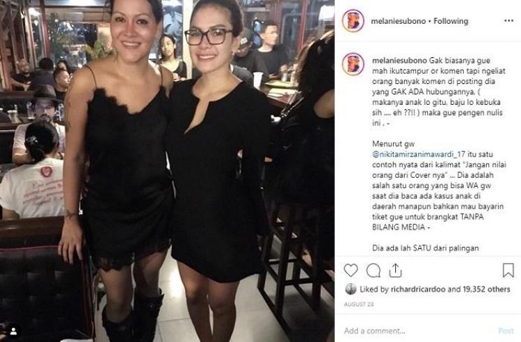 Melani Subono membongkar sisi lain Nikita Mirzani (Instagram @melaniesubono)