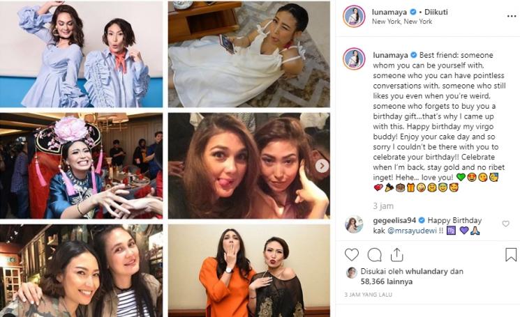 Ucapan Luna Maya di Ultah Ayu Dewi (Instagram/@lunamaya)