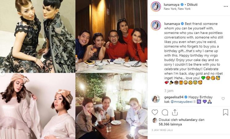 Ucapan Luna Maya di Ultah Ayu Dewi (Instagram/@lunamaya)