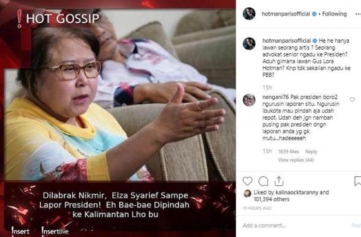 Komentar Hotman Paris soal Elza Syarief. (Instagram/@hotmanparisofficial)