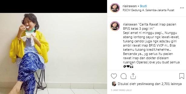 Ria Irawan jalani perawatan di RSCM Jakarta. [Instagram]