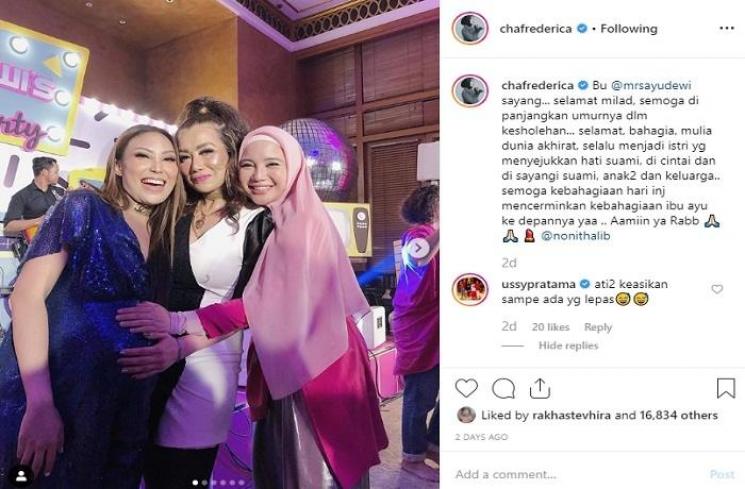 Chacha Frederica, Reza Artamevia, Ayu Dewi (Instagram @chafrederica)