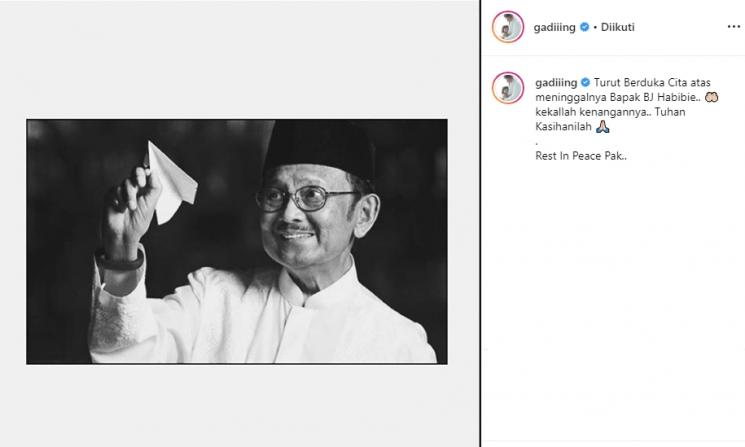 Duka Cita Gading Marten untuk BJ Habibie (Instagram/@gadiiing)